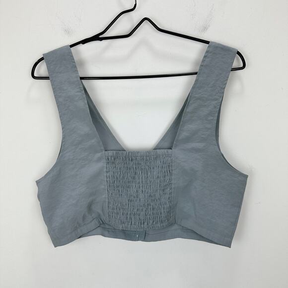 Madewell Softdrape Gwen Crop Vest Top Still Dawn Gray Fitted V Neck US 12 NWT - Picture 9 of 12
